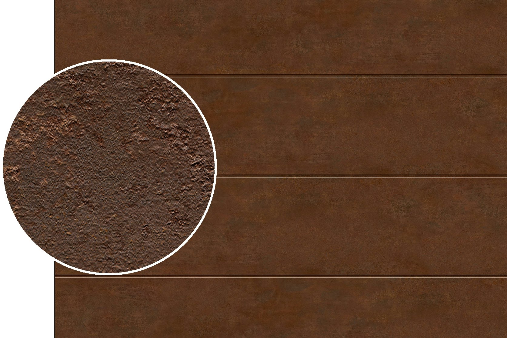 The innovative digital printing process as well as the high-quality coating with high-strength protective paint guarantee a permanently beautiful door. Here in the picture: new metal decor  Duragrain surface finish with metal decor