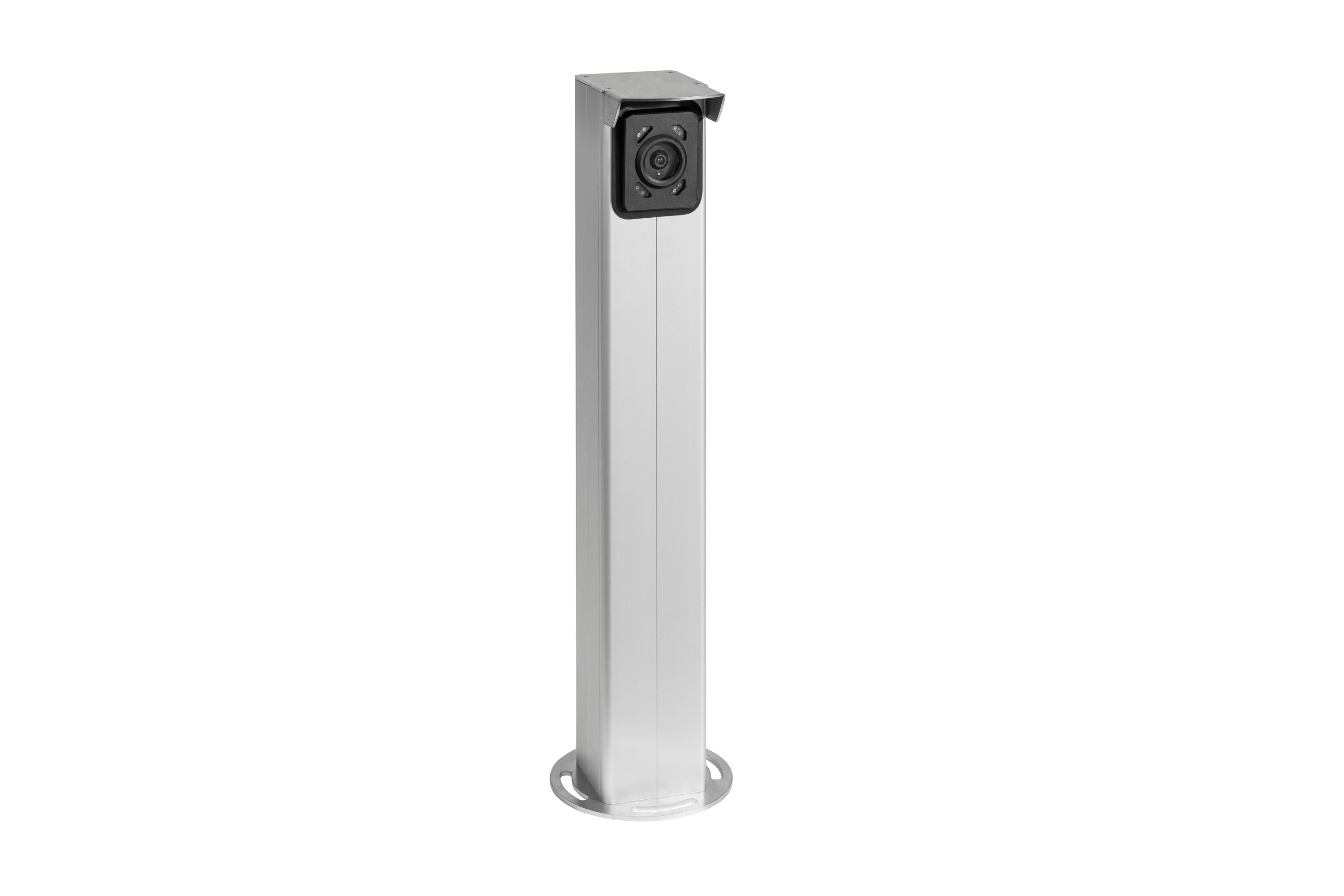 The HCAM Smart recognises car number plates with AI support.  Cut-out of the camera integrated in a parking column