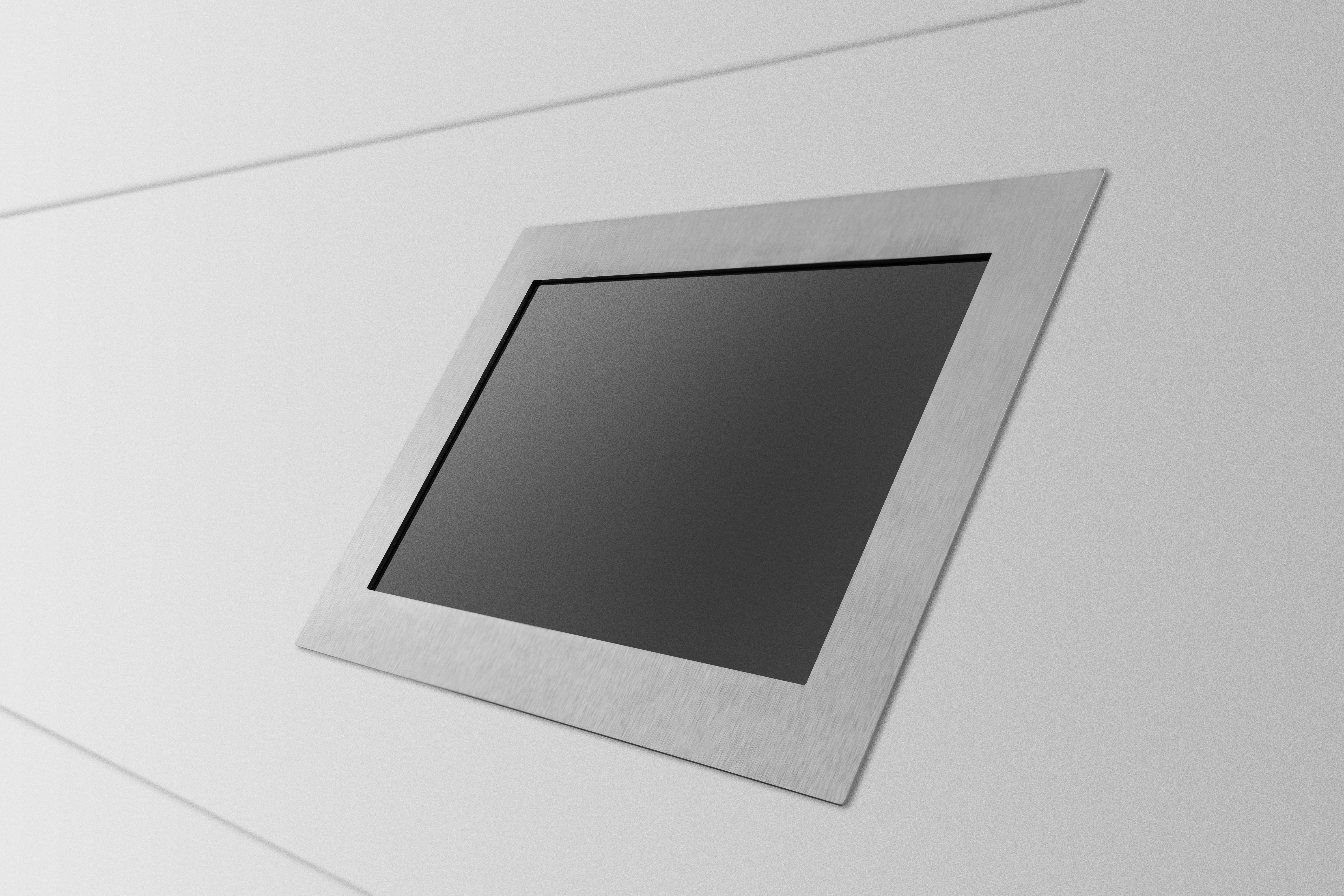 Der neue Verglasungsrahmen ermöglicht Tageslichteinfall in die Garage, schützt aber vor unerwünschten Einblicken von außen. Detailbild weißes Garagentor mit Schwarzglas und Edelstahl Verglasungsrahmen