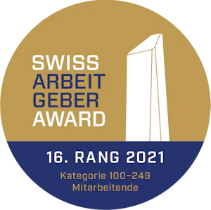 Swiss Arbeitgeber Award
Unsere Mitarbeitenden haben uns zu... Swiss Arbeitgeber Award
Unsere Mitarbeitenden haben uns zu einem der besten Arbeitgeber in der Kategorie mittelgrosse Unternehmen (100-249) gewählt. Das macht uns glücklich und stolz. Die MA-Umfrage...