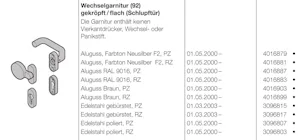 Weitere Details zu den Schlupftüren entnehmen Sie bitte dem... Weitere Details zu den Schlupftüren entnehmen Sie bitte dem Katalog/Konfigurator und Einbaudaten.
Formschöne WechselgarniturEdelstahl gebürstetAusführung in Profil- oder Rundzylinder