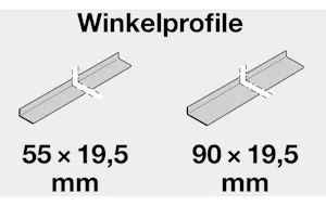 Winkelprofile 55 x 19,5 mm, Lieferumfang 1 Paar
gefertigt... Winkelprofile 55 x 19,5 mm, Lieferumfang 1 Paar
gefertigt aus verzinktem Stahlblech