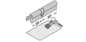 Fonction d'urgence et de danger (la clé peut être insérée... Fonction d'urgence et de danger (la clé peut être insérée dans la serrure à l'intérieur) Contrairement aux cylindres profilés classiques, cette exécution offre un avantage décisif. Le cylindre de la...