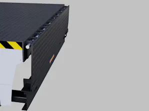 Hydraulische Ladebrücke mit Klappkeil Diese Ausführung empfiehlt sich überall dort, wo der zu überbrückende horizontale Abstand zum LKW nicht zu gross und immer konstant ist. Das ist möglich, wenn die LKW stets an der gleichen Stelle der...