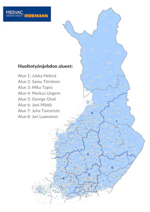 Jukka HeleväHuollon työnjohtaja, alue 1Mesvac Oy, JorvasPuh. +358 (0)10 836 3100jukka.heleva@mesvac.fi
Samu TörrönenHuollon työnjohtaja, alue 2Mesvac Oy, JorvasPuh. +358 (0)10 836...