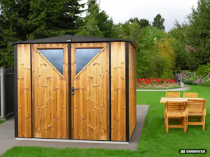 Abri de jardin Berry Vario Le motif Vario permet de personnaliser les côtés extérieurs de l'abri de jardin Berry, car il permet d'utiliser un un revêtement sur place. Choisissez le remplissage souhaité pour réaliser vos idées...