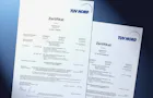 Certifierad Två stycken pappersdokument.