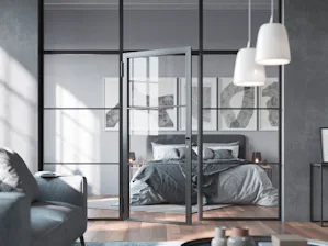 Zorg voor ruimtes met veel lichtinval en een moderne look in... Zorg voor ruimtes met veel lichtinval en een moderne look in de actuele industriële stijl. Loftdeuren uit glas en staal zijn trendy en kunnen met verschillende inrichtingsstijlen worden gecombineerd....