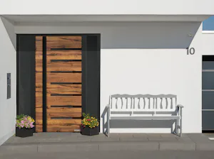 Ihre Vorteile im Überblick:
Serienmäßige RC3 Sicherheit und... Aluminium-Haustür ThermoSafe 524, MatchDecor Stadelholz, Design-Griff G 750 in Tiefschwarz RAL 9005 Feinstruktur matt, Applikationen in Tiefschwarz RAL 9005 Feinstruktur matt, Verglasung Schwarzglas