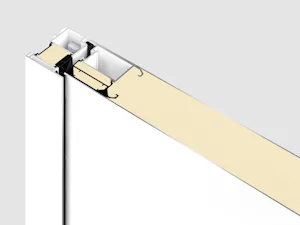 De ultieme Doorsnede van Hörmann ThermoSafe Hybrid voordeur met isolatielaag en aluminium profiel zichtbaar in detail.