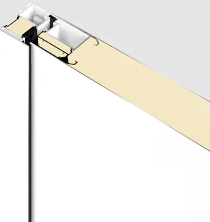 Extra opties voor de Doorsnede van Hörmann ThermoSafe Hybrid voordeur met isolatielaag en aluminium profiel zichtbaar in detail.