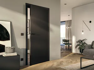 Sie legen in Ihrem Zuhause viel Wert auf den... Stumpf einschlagende Holztür ProLine, Echtlack matt Tiefschwarz RAL 9005, Drücker Linea Planar black.edition