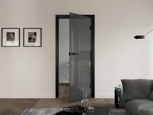 Glass doors are not only elegant and chic, they give your... The 3-5 motif for our glass doors in loft design emphasizes the trendy industrial-style look with 2 vertical and 5 horizontal panels. The frosted satin-finished glass glazing reduces the transparency and thus provides more privacy.