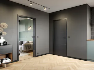Glastüren sind nicht nur edel und chic, sie gestalten Ihr... Die Motive der DesignLine GrooveGlass sind perfekt abgestimmt auf die ansichtsgleichen Motive für Holztüren der DesignLine Groove. Hier im Bild: Das neue Motiv GrooveGlass black 31 in Kombination mit der Holztür Groove 31 in Tiefschwarz RAL 9005.
