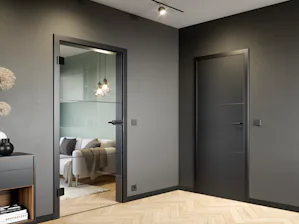 Glass doors are not only elegant and chic, they give your... Bei dem Motiv 1-1 sorgt der umlaufende schwarze Rahmen für ein minimalistisches und modernes Erscheinungsbild der Glastür im Loft-Design. Für einen besonders edlen Look empfiehlt sich die Kombination mit der neuen, grau getönten ClearGrey Verglasung.