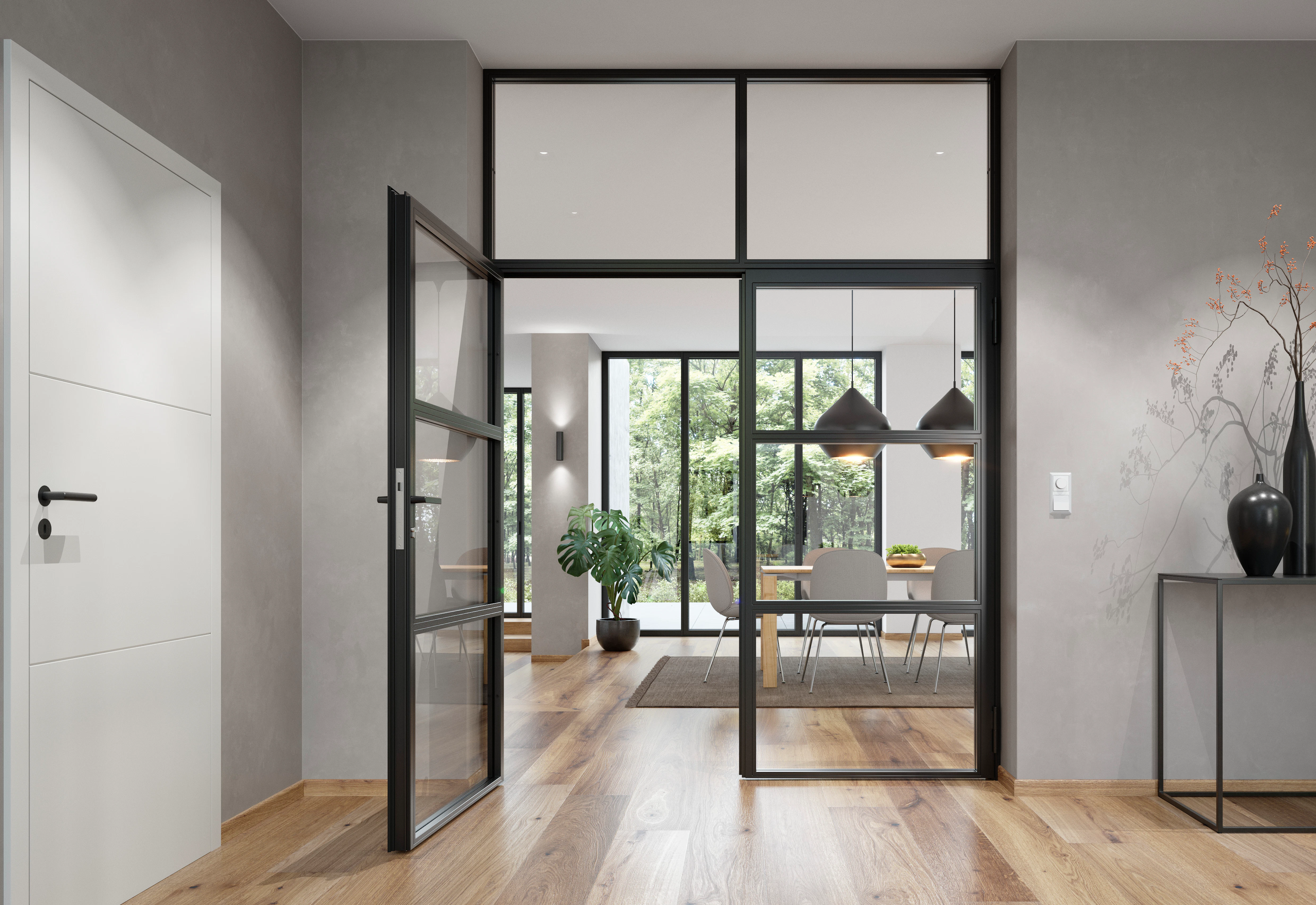 Les portes de loft peuvent être combinées de manière... Les portes de loft peuvent être combinées de manière flexible à partir de divers éléments jusqu’à une dimension maximale de 5 × 4 mètres. Il peut s’agir de portes à 1 ou 2 vantaux, avec ou sans...