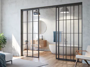Grâce à la combinaison de verre et d’acier, les portes de...