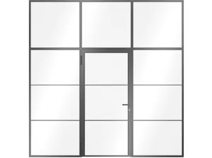 Enkele deur uit staal en glas