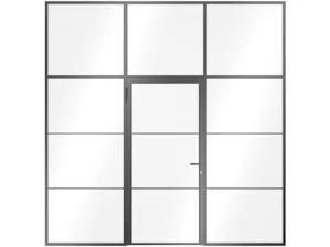 Enkele deur uit staal en glas Zoekt u een klassieke deur met royale beglazing en industriële stalen profielen? Met een stalen deur van Hörmann zorgt u voor meer licht en transparantie in de woonruimte.
De enkele stalen deur is...