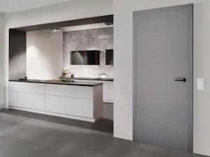 Sie legen in Ihrem Zuhause viel Wert auf den... Stumpf einschlagende Holztür ProLine, Schiefer Staubgrau RAL 7037, Drücker Linea black.edition
