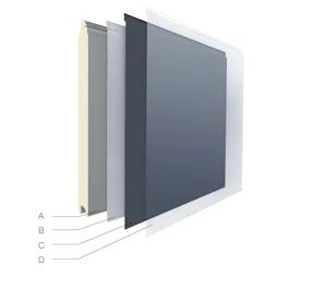 A: Double-skinned section | B: Galvanization | C: High-quality coating | D: High-quality protective paint Protective paints for the side sliding sectional doors with Woodgrain and Silkgrain surfaces ensure a permanently beautiful appearance. Choose from two variants:
High-quality protective paint:The...