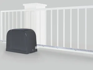 Skyvegrindåpneren STA 400 Skyvegrindåpneren STA 400 er spesielt designet for store porter. Den tilhørende styringen B 460 FU sørger for en nøyaktig grindkjøring og myk stopp.