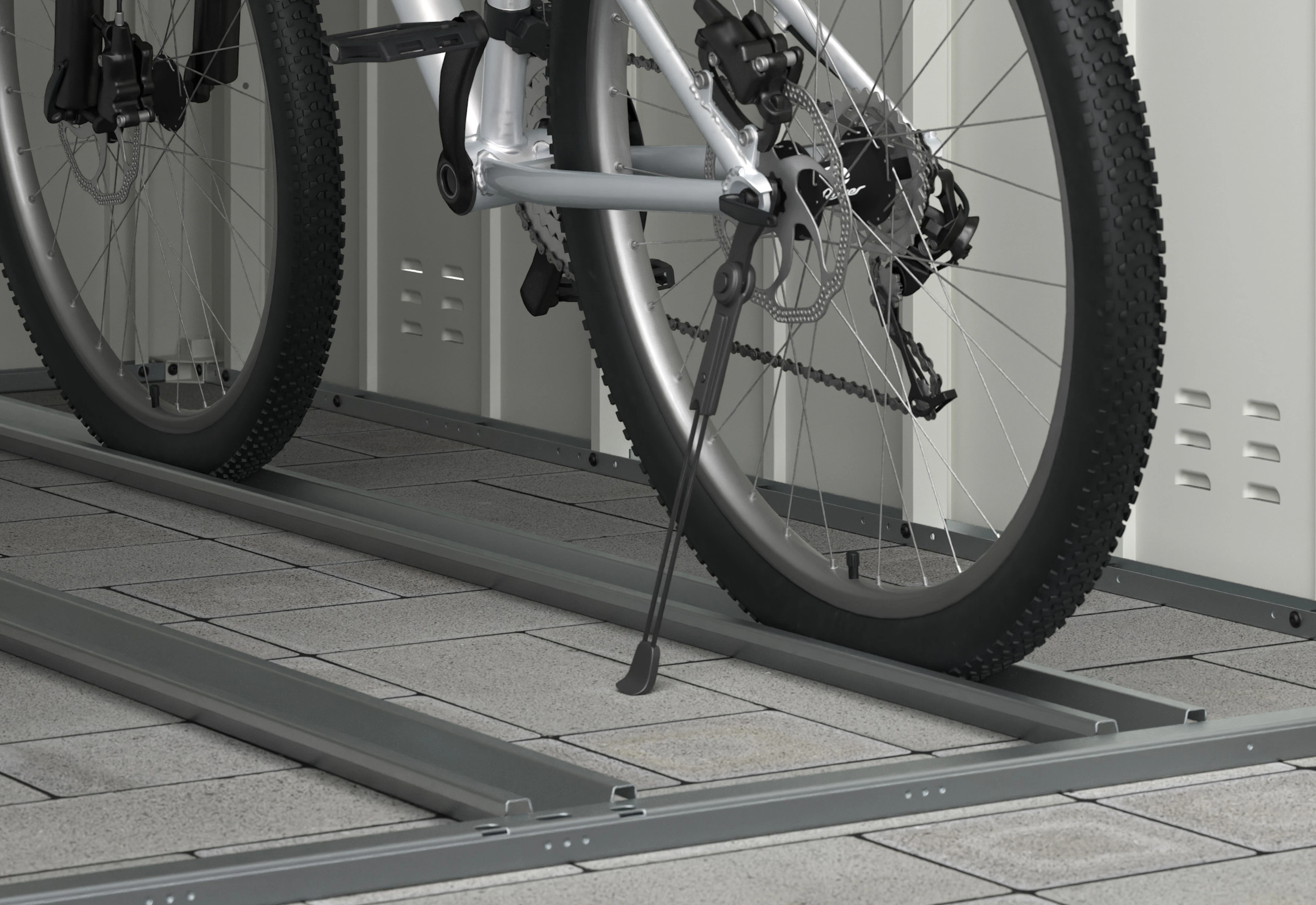 Fahrrad‑Überfahrschiene
Die Fahrrad‑Überfahrschiene sorgt... Fahrrad‑Überfahrschiene
Die Fahrrad‑Überfahrschiene sorgt für ein komfortables Ein‑ und Ausfahren und gewährleistet gleichzeitig einen sicheren, stabilen Stand Ihres Fahrrads in der Garage.