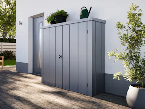 Kompakte, geschützte Aufbewahrung von Gartenutensilien und... Kompakte, geschützte Aufbewahrung von Gartenutensilien und ZubehörIdeal für kleine Gärten, Terrassen oder als Ergänzung zu bestehenden StauraumlösungenRobuste und langlebige Konstruktion aus Metall:...