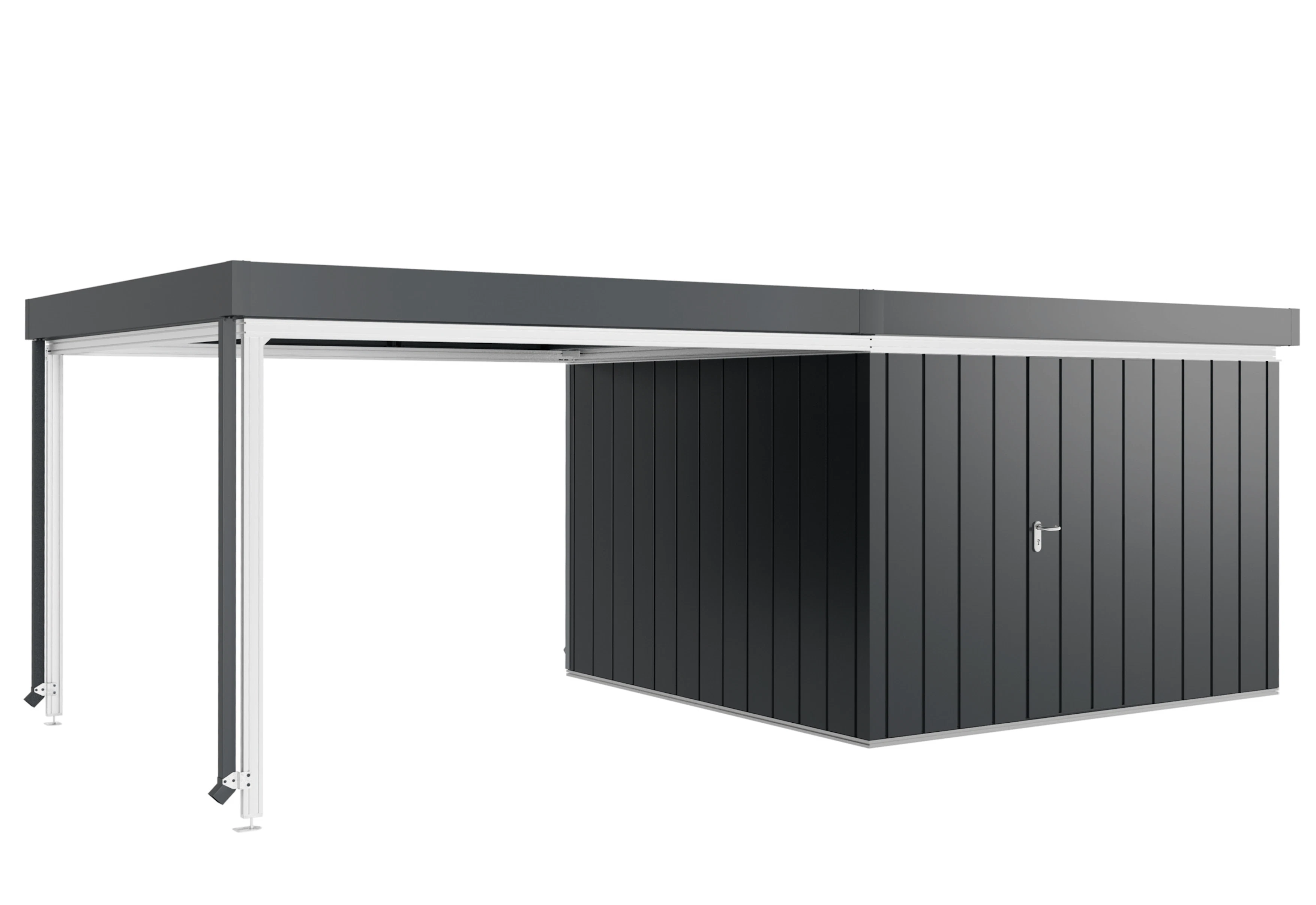 Juno-redskapshus motiv Modern med loungetak og... Juno-redskapshus motiv Modern med loungetak og multifunksjonsprofil som ekstrautstyr
