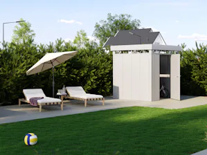Nos espaces de rangement vous permettent de conserver les... Nos espaces de rangement vous permettent de conserver les outils de jardinage, les vélos et bien d'autres choses encore, de manière pratique et bien protégée. Vous aurez ainsi plus de place dans votre...