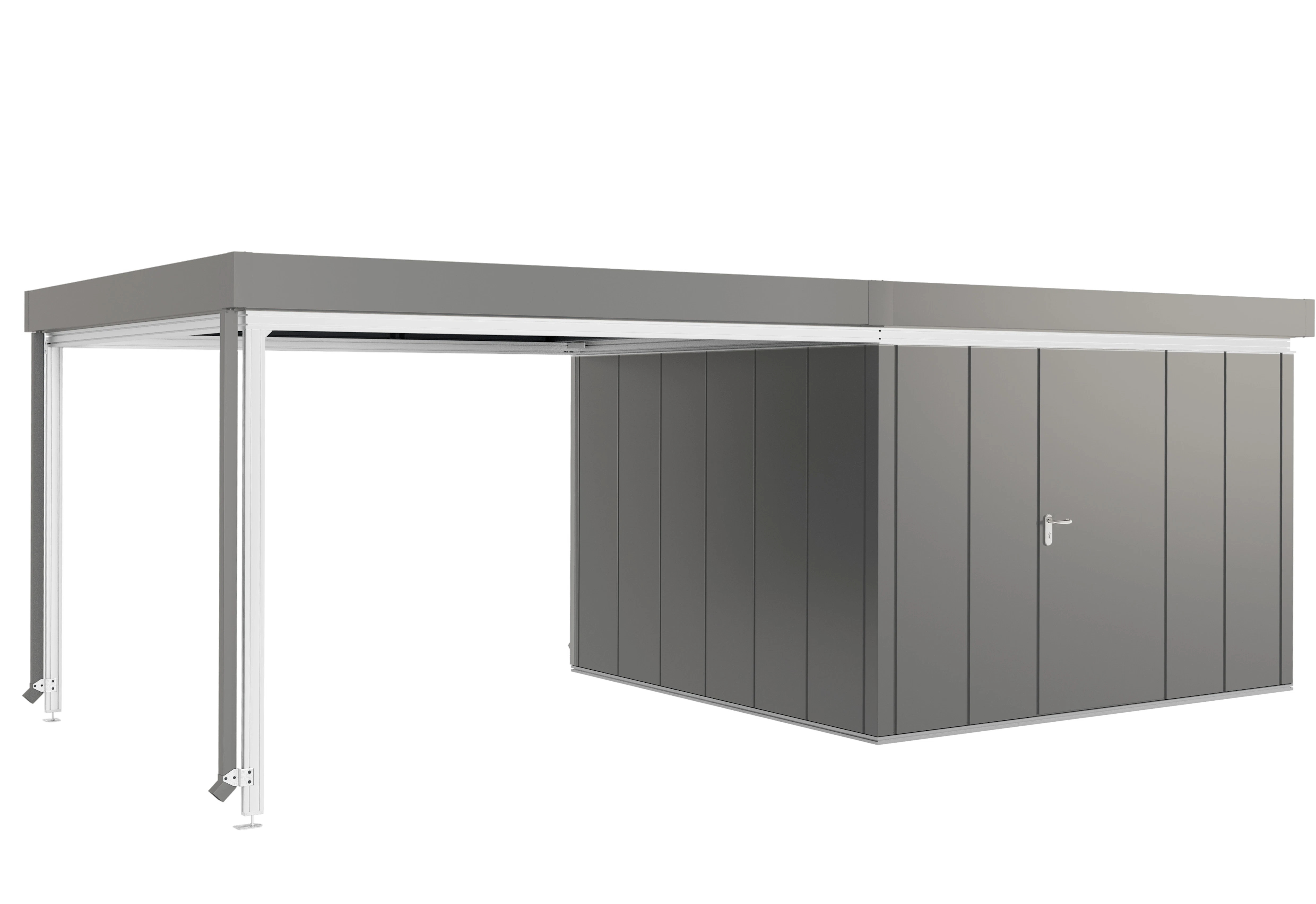 Juno-Gerätehaus Motiv Design mit optionalem Loungedach und... Juno-Gerätehaus Motiv Design mit optionalem Loungedach und Multifunktionsprofil