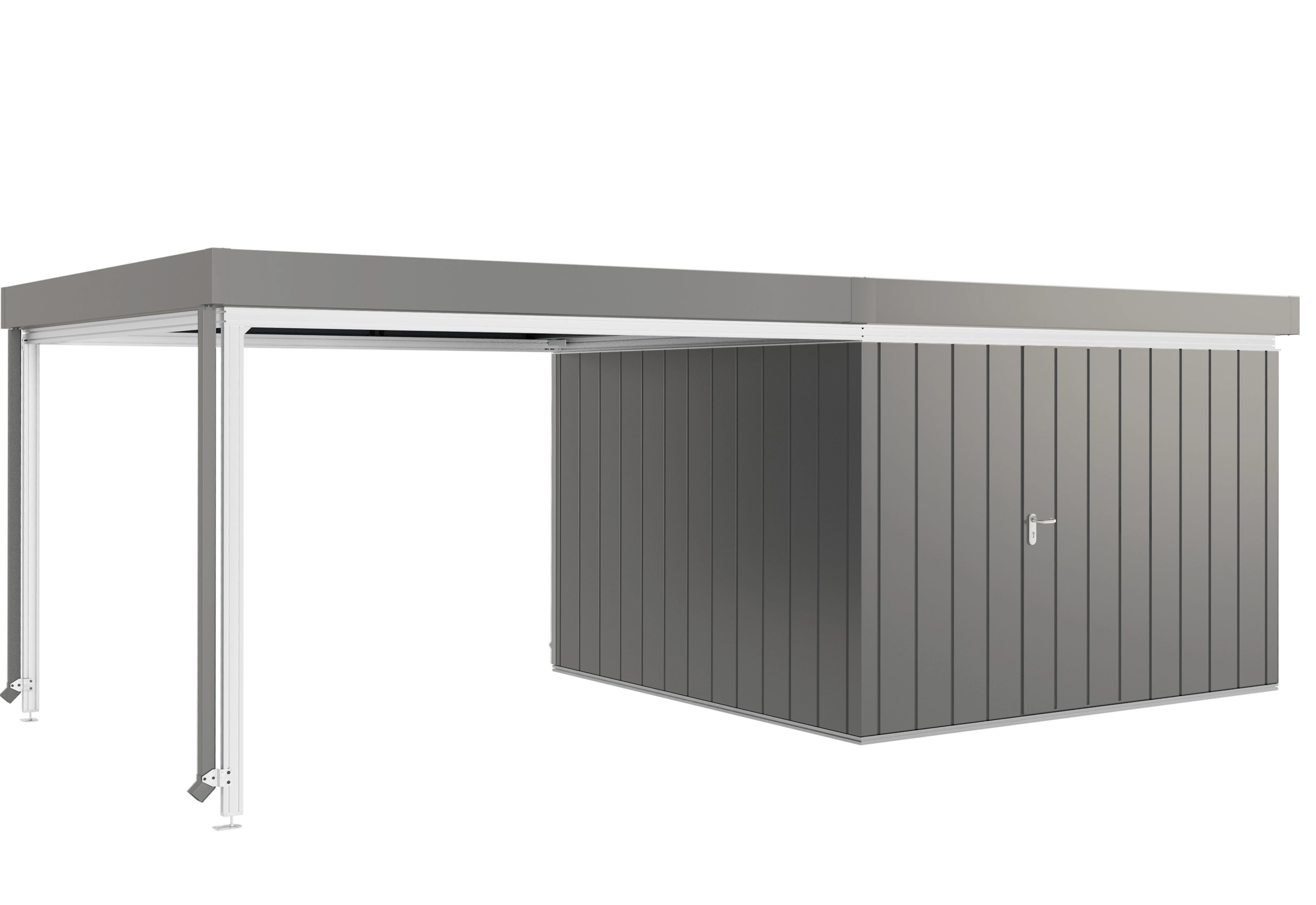 Juno-Gerätehaus Motiv Modern mit optionalem Loungedach und... Juno-Gerätehaus Motiv Modern mit optionalem Loungedach und Multifunktionsprofil