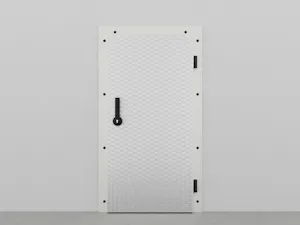 Isolier-Drehtür HID-120 1 flügliges, 120 mm dickes, PU-geschäumtes Türblatt aus beschichtetem Stahl (RAL 9002 / RAL 3000 / RAL 5010 / RAL 7016 / RAL 9006 / RAL 9010)Thermisch getrennt und mit umlaufender Dichtung für...