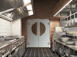 Toepassing in de gastronomie Pendeltüren mit Verglasung