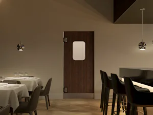 Porte va-et-vient en HPL HPL-180 avec profilé plat et protection bas de porte en acier inoxydable en option Les portes va-et-vient en polyéthylène (PE), acier inoxydable, bois ou panneaux compacts HPL sont utilisées partout où un passage rapide et sans difficulté est important. Par exemple, lorsque la...