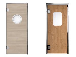 Houten pendeldeur HPH-180 (links) HPL-pendeldeur HPL-180 (rechts)