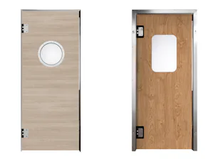 Porte va-et-vient en bois HPH-180 (à gauche) / Porte va-et-vient en HPL HPL-180 (à droite) Nos portes va-et-vient sont disponibles en quatre versions : les vantaux des portes va-et-vient PE sont en polyéthylène pressé PE 500 de 15 mm d’épaisseur et sont extrêmement résistants et robustes....