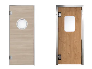 Porte va-et-vient en bois HPH-180 (à gauche) / Porte va-et-vient en HPL HPL-180 (à droite) Nos portes va-et-vient sont disponibles en quatre exécutions : les panneaux des portes va-et-vient PE sont composés de polyéthylène pressé PE 500 de 15 mm d’épaisseur, d’où une extrême endurance et...