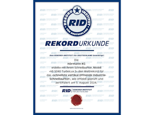 Hörmann Schnelllauftore erreichen hohe... Hörmann Schnelllauftore erreichen hohe Öffnungsgeschwindigkeiten von mehr als 4 m/s sowie Schließgeschwindigkeiten von bis zu 0,8 m/s. Deswegen kommen sie überall dort zum Einsatz, wo Arbeitsabläufe...