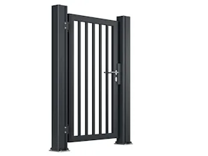 Die Hörmann Personentüren für Hofschiebetore HPC und HPE... Personentür HPC: stabile Ausführung mit 80 × 60 mm Rahmenprofil und Einsteckschloss
