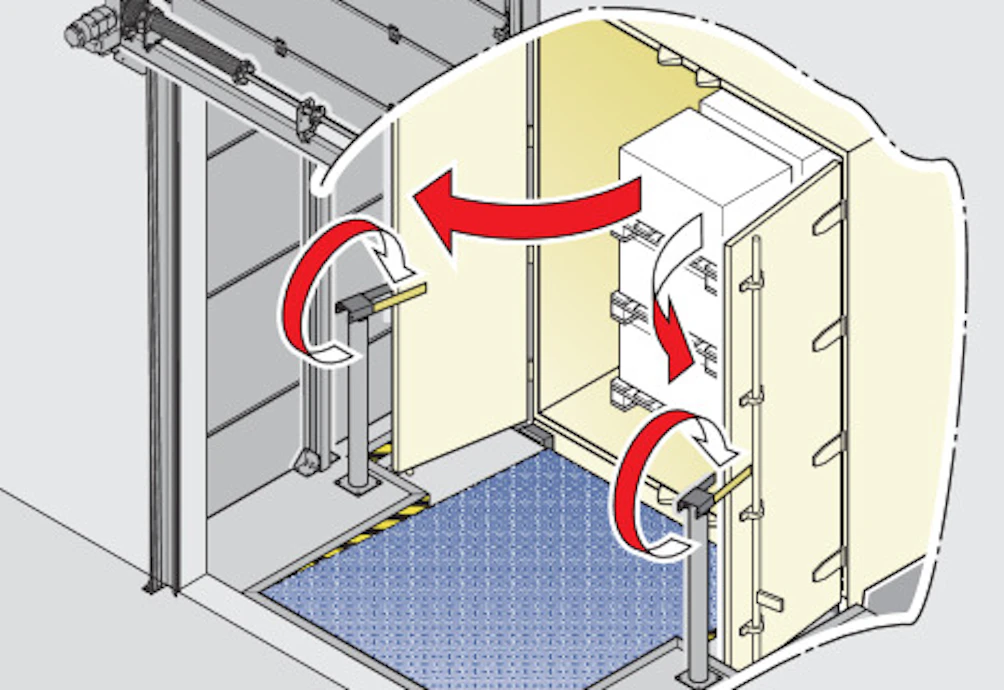 5. Voertuigdeuren openen
Het bordes is voorzien van een... 5. Voertuigdeuren openen
Het bordes is voorzien van een uitsparing die voldoende ruimte biedt om de deuren volledig te openen.