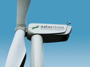 Hörmann verlaagt zijn jaarlijkse CO2-uitstoot met ca. 16.000... Windmolen ingezoomde afbeelding van de turbine