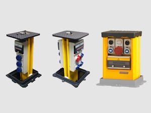 Torrette di  Alimentazione con torretta estratta
Per le torrette di alimentazione fuori terra, il dispositivo viene estratto per collegare cavi e linee per il tempo d’utilizzo. I collegamenti per corrente, acqua,...