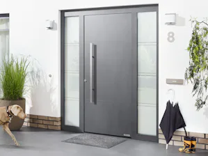 The top class: ThermoSafe Particularly high thermal insulation thanks to a 80-mm aluminium door frame with thermal break, standard RC 3 security equipment with a 5-point security lock and a selection of over 70 styles – these...