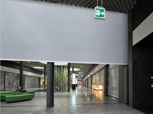 De FlexFire stoffen brandwerende rolschermen van Hörmann... Hörmann brandwerend rolscherm FlexFire in uw object