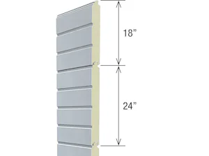 Conception supérieure Les hauteurs de section standard sont de 18" et 24", ce qui permet des nervures uniformément placées sur toute la hauteur de la porte. Les joints des sections semblent homogènes pour un aspect épuré...