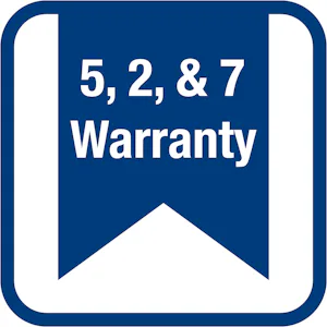 Nos portes sont conçues pour offrir des performances fiables... 5, 2, and 7 Warranty icon