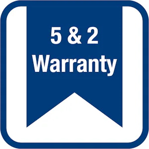 Une conception à entraînement direct et sans ressort nous... 5 & 2 Warranty icon