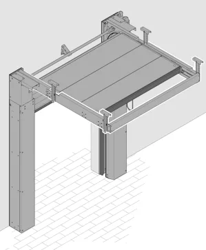 Application de Voie Horizontale Deux configurations de rails sont disponibles pour les applications de réfrigération et d'entreposage frigorifique : verticale et horizontale.