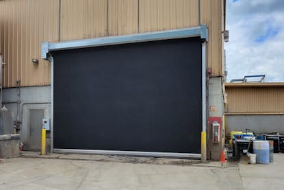 Rubber door at recycling building Rubber door at recycling building